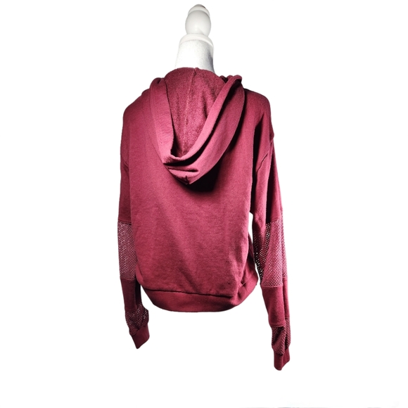 *PINK* Burgandy Oversized Crop Top With Long Sleeves - Picture 4 of 9